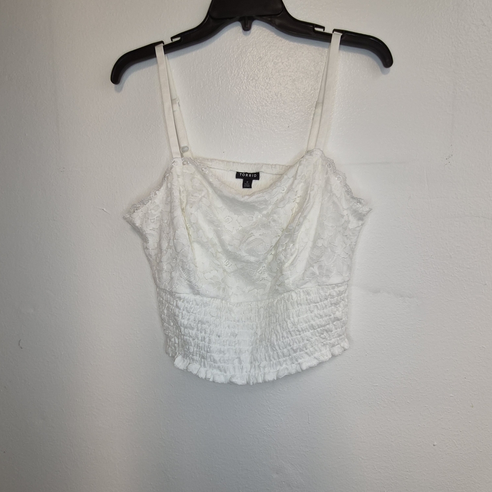 Torrid White Lace Camisole Top